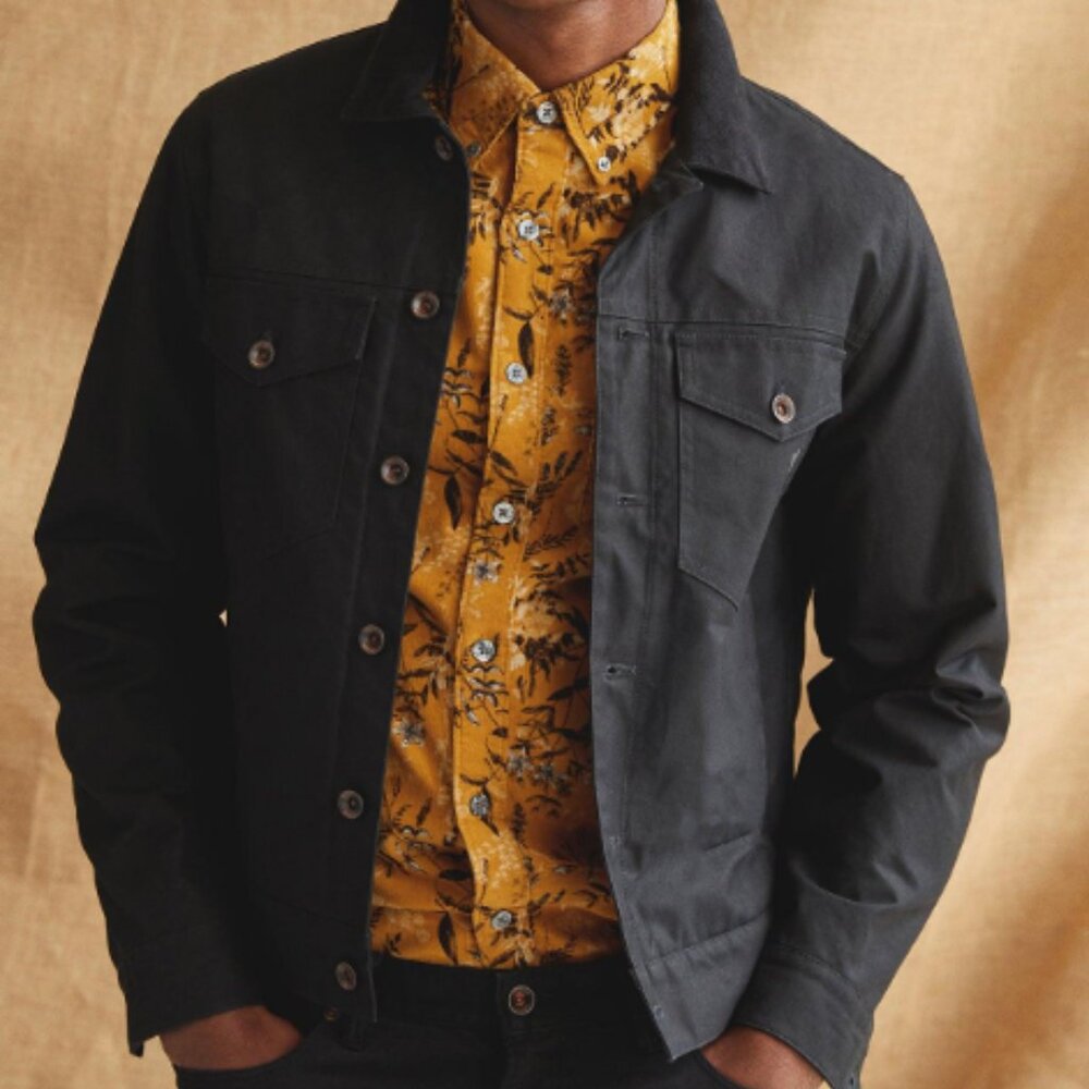 Todd Snyder Trucker Jacket (Dylan) English Waxed Cotton Canvas Size Large Black